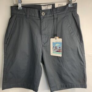NWT Free‎ Plant Flat Front Steel Gray Side Pockets Mens Stretch Shorts Sz 28